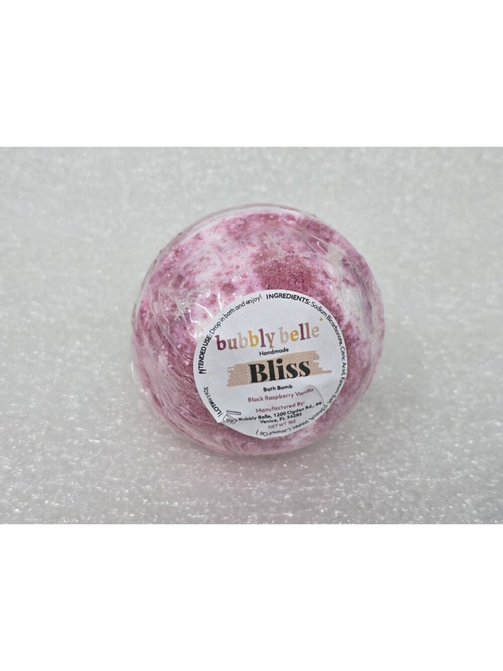 Bubbly Belle Handmade Bliss Bath Bomb Black Raspberry Vanilla 5oz Relaxation Spa
